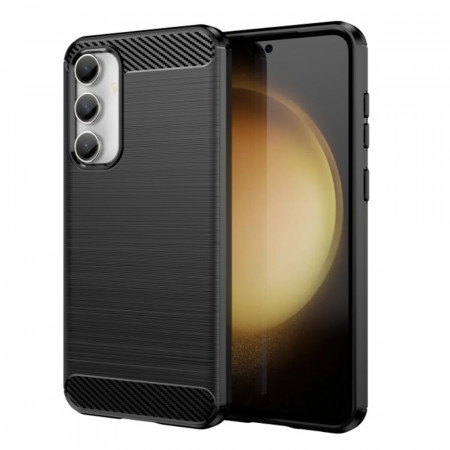Husa Samsung Galaxy S23 FE din silicon, Slim, cu textura Fibra Carbon - Negru