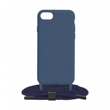 Husa silicon iPhone 6/ 6S / 7 / 8 cu snur, Techsuit Crossbody Lanyard - Albastru