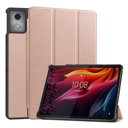 Husa tableta pentru Lenovo Tab K11 Plus, SKYDDAR INNOVATION, cu suport Multi-Unghi si functie Sleep/Wake, FoldPro, Roz, set cu sticker