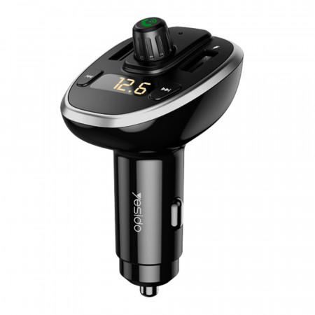 Incarcator Auto cu Modulator FM, Display LED, 2xUSB 3A, MicroSD, Yesido (Y39) - Negru