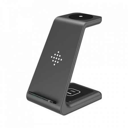 Incarcator Wireless 3in1 iPhone, AirPods si Apple Watch 10W cu cablu, Techsuit - Negru