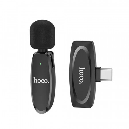 Lavaliera telefon cu Mufa Type-C 80mAh, Hoco Crystal - Negru