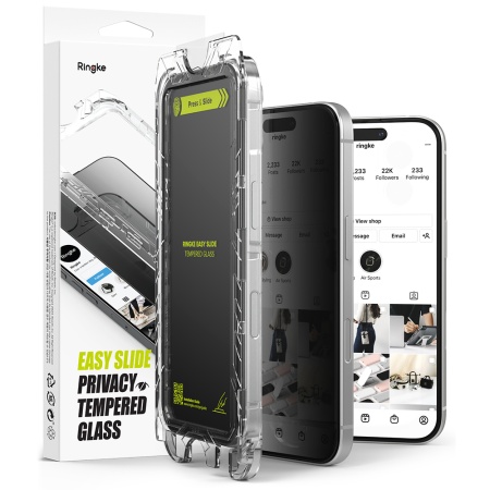 [Pachet x2] Folie sticla iPhone 16 Pro, Claritate si Protectie Maxima, Strat Oleofobic Anti-Amprenta, Ringke Easy Slide - Transparenta