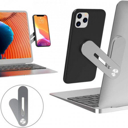 Suport magneti pentru telefon, prindere adeziva de laptop - Argintiu