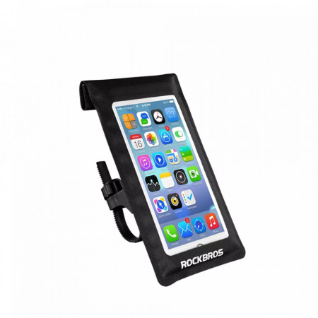 Suport telefon rezistent la ploaie, transparent, (max 6 inch), Rockbros - Negru