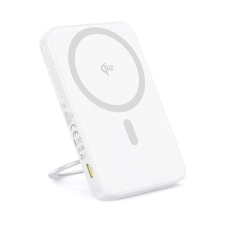 Baterie Externa, Baseus, Incarcare Rapida, Magnetic, Type-C, Qi2, Fast Charging, 20W, 5000mAh, Cablu Type-C, PicoGo, Alb