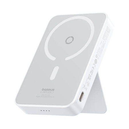 Baterie Externa, Baseus, Magnetica, USB-C, 5000mAh, 20W, MagSafe, Cable Type-C, 3A, 30cm, MagPro Magnetic, Alb