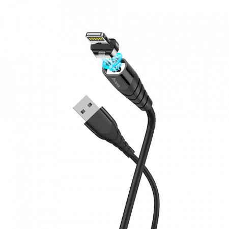 Cable incarcare (X63 Racer), capat magnetic, USB-A la Lightning, 12W, 2.4A, 1.2m, HOCO - Negru