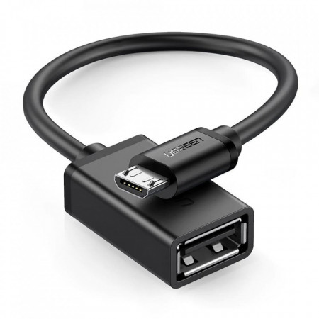 Cablu adaptor OTG (10396) USB la Micro-USB, viteza de 480 Mbps, 15cm, Ugreen - Negru