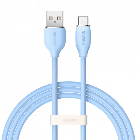 Cablu de date siliconat USB la Type-C, 100W, 1.2m, Baseus Jelly (CAGD010003) - Albastru