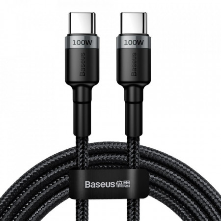Cablue de date USB la Type-C, PD 2.0, 100W, 2m, Cafule Baseus (CATKLF-ALG1) - Gri Negru