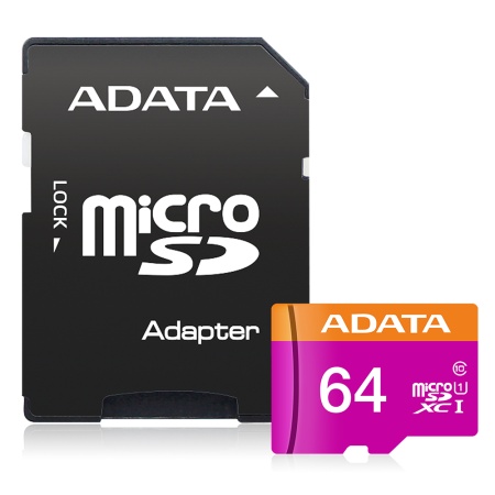 Card de Memorie MicroSDXC with Adapter, Class 10, UHS-I U1, 64GB, Read 100MB/s, Adata, Negru