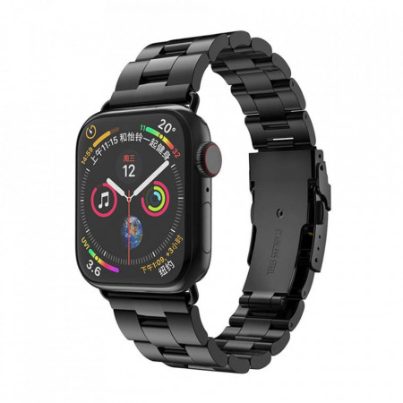 Curea metalica smartwatch Apple Watch 1 / 2 / 3 / 4 / 5 / 6 / 7 / SE (38mm / 40 mm / 41 mm), Techsuit W036 - Negru