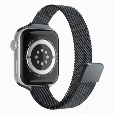 Curea metalica smartwatch Apple Watch 1 / 2 / 3 / 4 / 5 / 6 / 7 / SE (38mm / 40 mm / 41 mm), Techsuit W034 - Negru