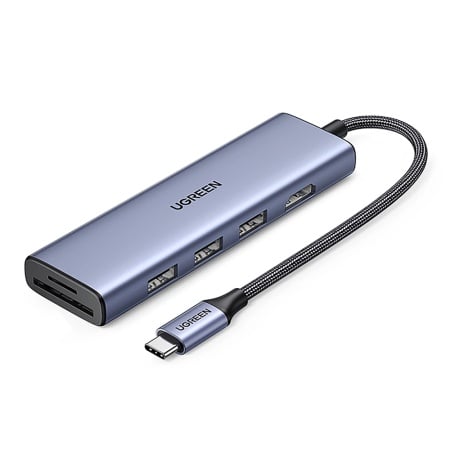 Docking Station Type-C la 3x USB3.0, HDMI 4K, 5Gbps, Card Reader SD/TF, 104MB/s, Ugreen CM511 20956A, Gri