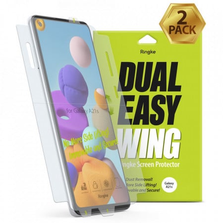 Folie Samsung Galaxy A21S, Dual Easy WingFull (pachet 2x), Ringke - Clear