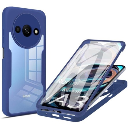 Husa + Folie pentru Xiaomi Redmi A3 / Redmi A3x, SKYDDAR INNOVATION, [Pachet 360°] ColorVerse, set cu sticker, Albastru