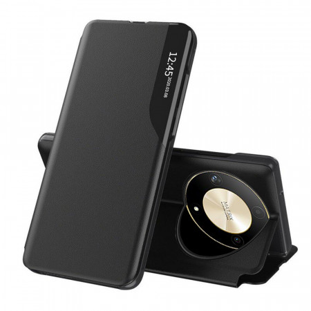 Husa Honor Magic6 Lite tip carte, Skyddar Eco View Leather - Negru