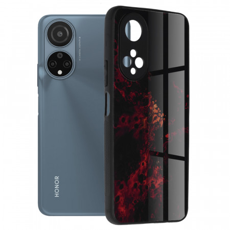 Husa Honor X7 cu sticla securizata, Techsuit Glaze - Red Nebula