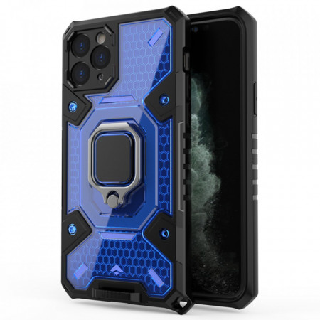 Husa iPhone 11 Pro Max cu inel, Techsuit Honeycomb - Albastru