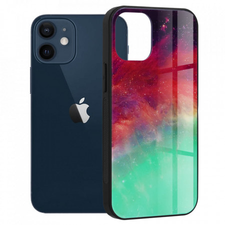 Husa iPhone 12 Mini cu sticla securizata, Techsuit Glaze - Fiery Ocean