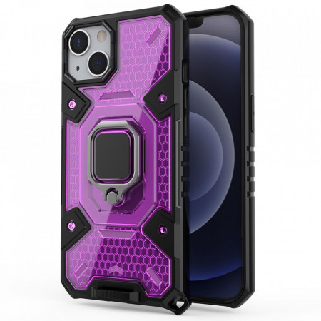 Husa iPhone 13 Mini cu inel, Techsuit Honeycomb - Rose-Violet