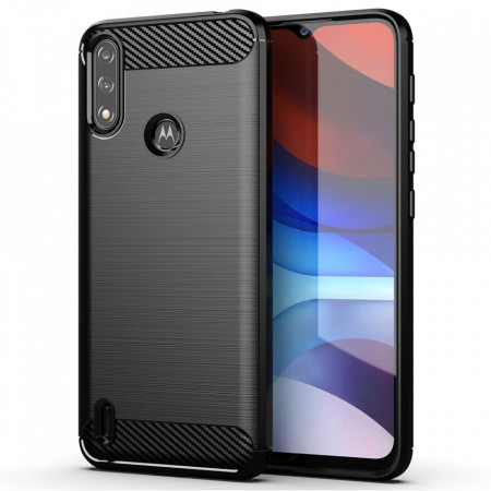Husa Motorola Moto E7 Power, Carbon Silicone, Techsuit - Negru