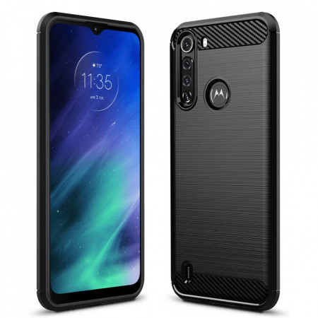 Husa Motorola One Fusion, Carbon Silicone, Techsuit - Negru