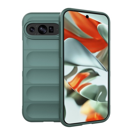 Husa pentru Google Pixel 9 Pro XL, SKYDDAR INNOVATION, Magic Shield, din Silicon Mat, set cu sticker, Verde