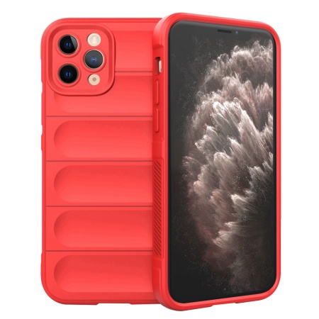 Husa pentru iPhone 11 Pro, SKYDDAR INNOVATION, Vogue, din Silicon Mat, Rosu, set cu sticker