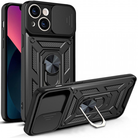 Husa pentru iPhone 13 cu inel magnetic, Techsuit CamShield - Negru