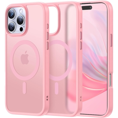 Husa pentru iPhone 13 Pro Magsafe, ce absoarbe intens socurile, Skyddar Frosted - Roz