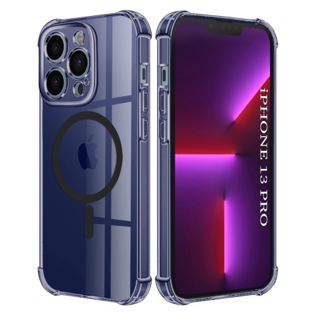 Husa pentru iPhone 13 Pro, SKYDDAR INNOVATION, Shockproof MagSafe din silicon, set cu sticker, Fumuriu