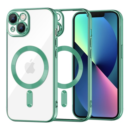 Husa pentru iPhone 13, SKYDDAR INNOVATION, Luxury Shield Magsafe, Protectie Antisoc, Verde , set cu sticker