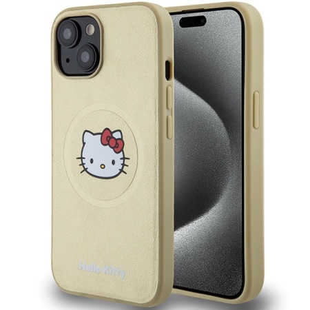 Husa pentru iPhone 14, Hardcase Leather Kitty Head MagSafe, Hello Kitty - Piele ecologica