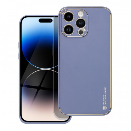 Husa pentru iPhone 14 Pro Max din piele ecologica, Skyddar Leather - Albastru