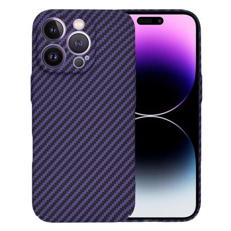 Husa pentru iPhone 14 Pro Max, SKYDDAR INNOVATION, textura carbon, Carbonite FiberShell, Mov, set cu sticker