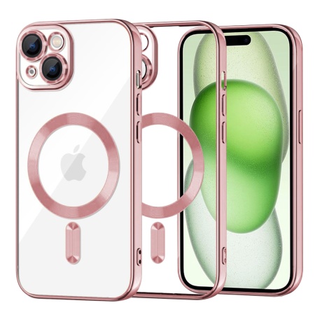 Husa pentru iPhone 15 Plus, SKYDDAR INNOVATION, Luxury Shield Magsafe, Protectie Antisoc, Roz, set cu sticker