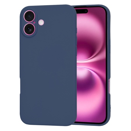 Husa pentru iPhone 16 Plus, SKYDDAR INNOVATION, din Silicon Catifelat, SoftElegance , Bleumarin, set cu sticker