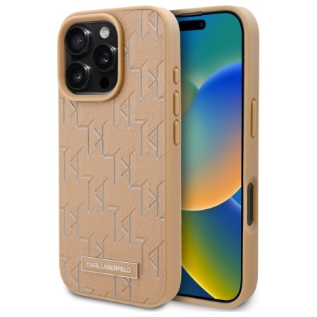 Husa pentru iPhone 16 Pro Max Leather MagSafe, Karl Lagerfeld - Bej