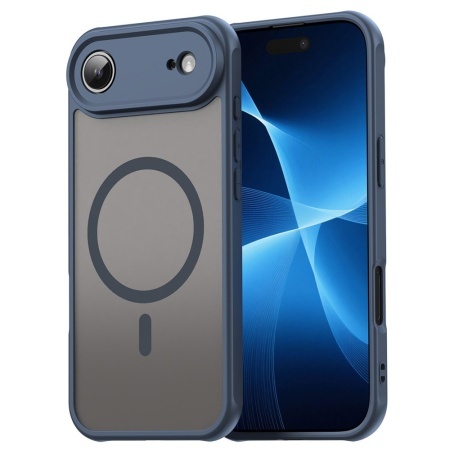 Husa pentru iPhone 17 Air, SKYDDAR INNOVATION, HaloFrost MagSafe II, Antisoc, set cu sticker, Bleumarin