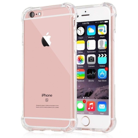 Husa pentru iPhone 6 Plus/ 6s Plus , SKYDDAR INNOVATION, Shockproof Clear din Silicon Slim, Transparenta, set cu sticker