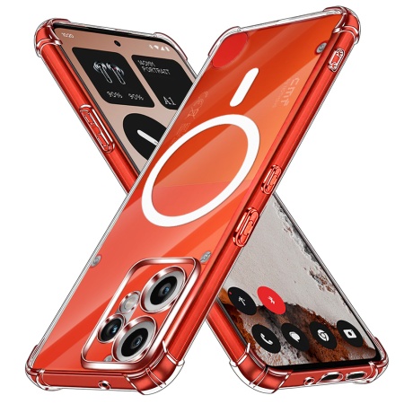 Husa pentru Nothing CMF Phone 2 Pro, SKYDDAR INNOVATION, Shockproof MagSafe din silicon, set cu sticker, Transparenta