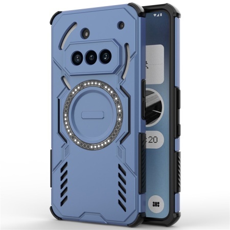 Husa pentru Nothing Phone (3a), SKYDDAR INOVATION, ArmorMag, Magsafe, set cu sticker, Albastru