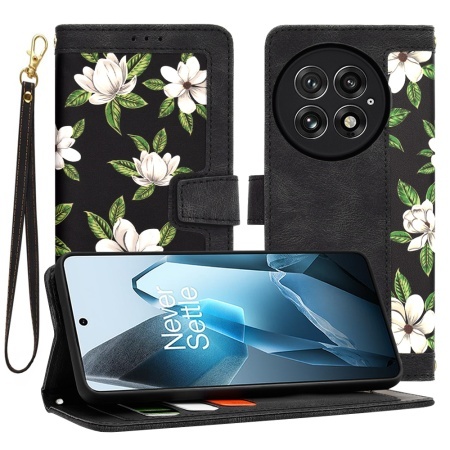 Husa pentru OnePlus 13, SKYDDAR INNOVATION, Flipcraft din Piele Ecologică, Stand Integrat, Buzunare pentru Carduri, set cu sticker, Negru