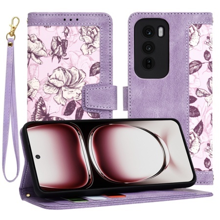 Husa pentru Oppo Reno12 Pro, SKYDDAR INNOVATION, Flipcraft din Piele Ecologică, Stand Integrat, Buzunare pentru Carduri, set cu sticker, Mov