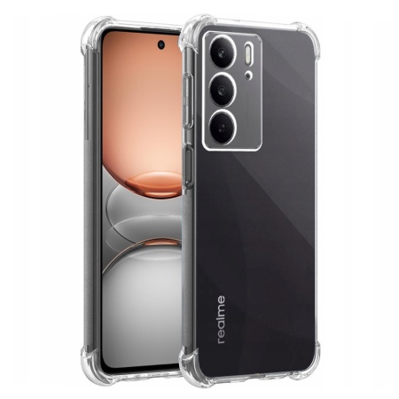 Husa pentru Realme C75, SKYDDAR INNOVATION, Shockproof Clear Silicone, Slim Silicon, Transparenta, set cu sticker
