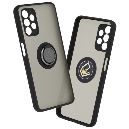 Husa pentru Samsung Galaxy A13 4G, SKYDDAR INNOVATION, Glinth cu Inel Rotativ 360° Magnetic, Negru, set cu sticker