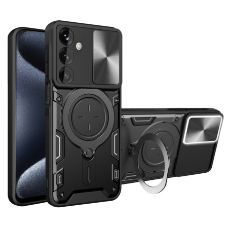 Husa pentru Samsung Galaxy A17 5G, SKYDDAR INNOVATION, CamGuard Pro, Inel Magnetic, Protectie Camera, set cu sticker, Negru