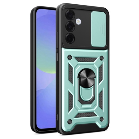 Husa pentru Samsung Galaxy A36 5G, SKYDDAR INNOVATION, CamShield, Verde, set cu sticker